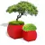 Czerwone donice Mars 70 z bukszpanem i Mars 100 z bonsai