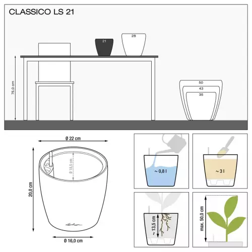 Wymiary doniczki Classico Color LS 21