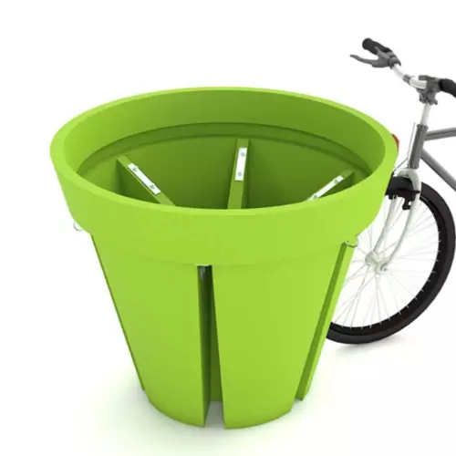 Zielony stojak na rowery BIKEPOT - kwietnik miejski