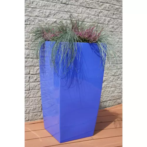 Donica na taras D245D niebieski połysk + trawy